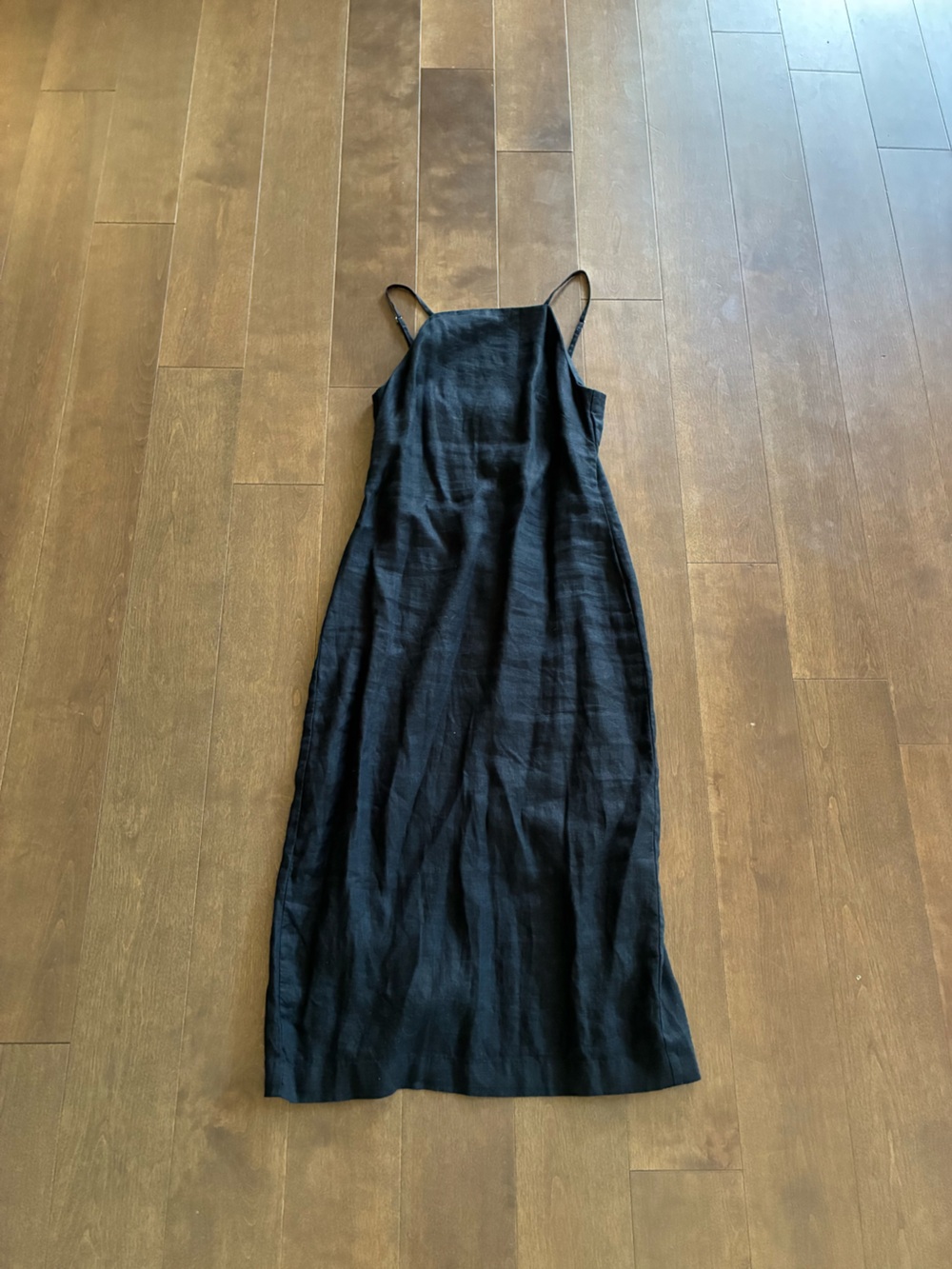 Madewell Black Linen Maxi Slip Dress
